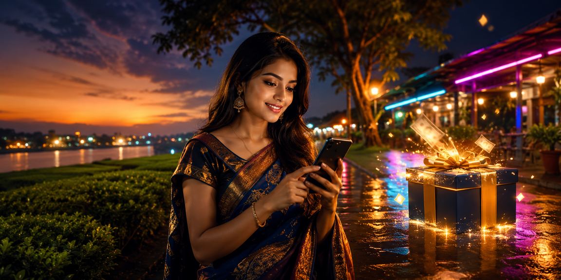 রংপুরের চা বাগানে মোবাইলে ক্যাসিনো উপভোগ করছেন একজন ব্যবহারকারী